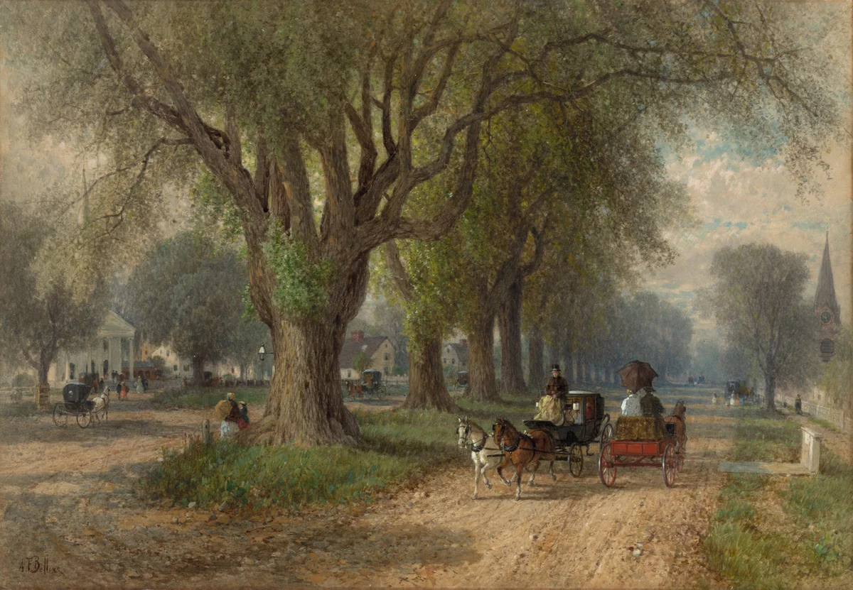 Sunday in New England by Albert Fitch Bellows, drawing, 1871-1881