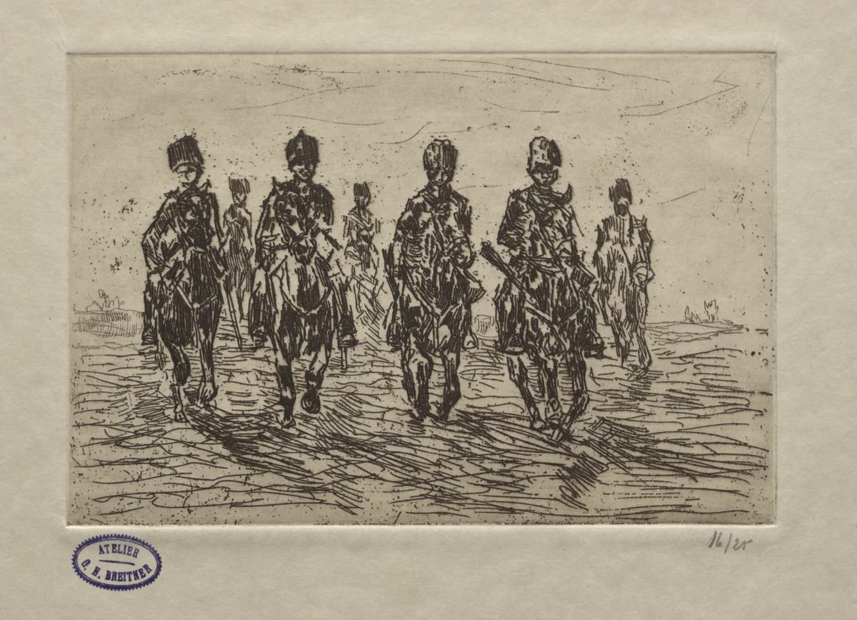 Cavalry Scene by George Hendrik Breitner, print