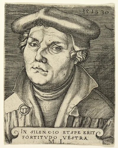 Portrait of Martin Luther by Master I.B., print, 1530