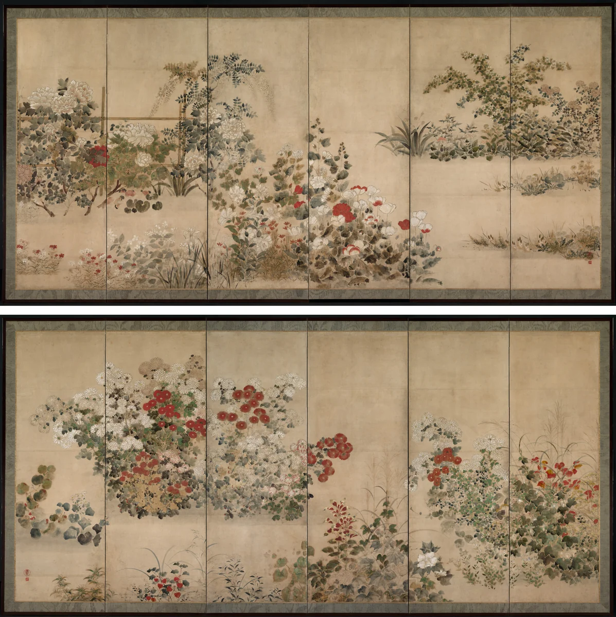 Flowers and Grasses by Kitagawa Sōsetsu, painting, 1640-1660