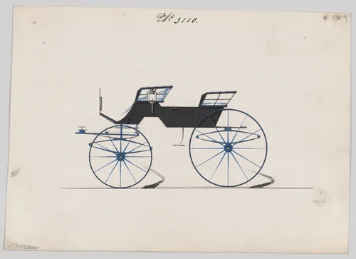 Design for 4 seat Phaeton, no top, no. 3110 by Brewster & Co., drawing, 1875