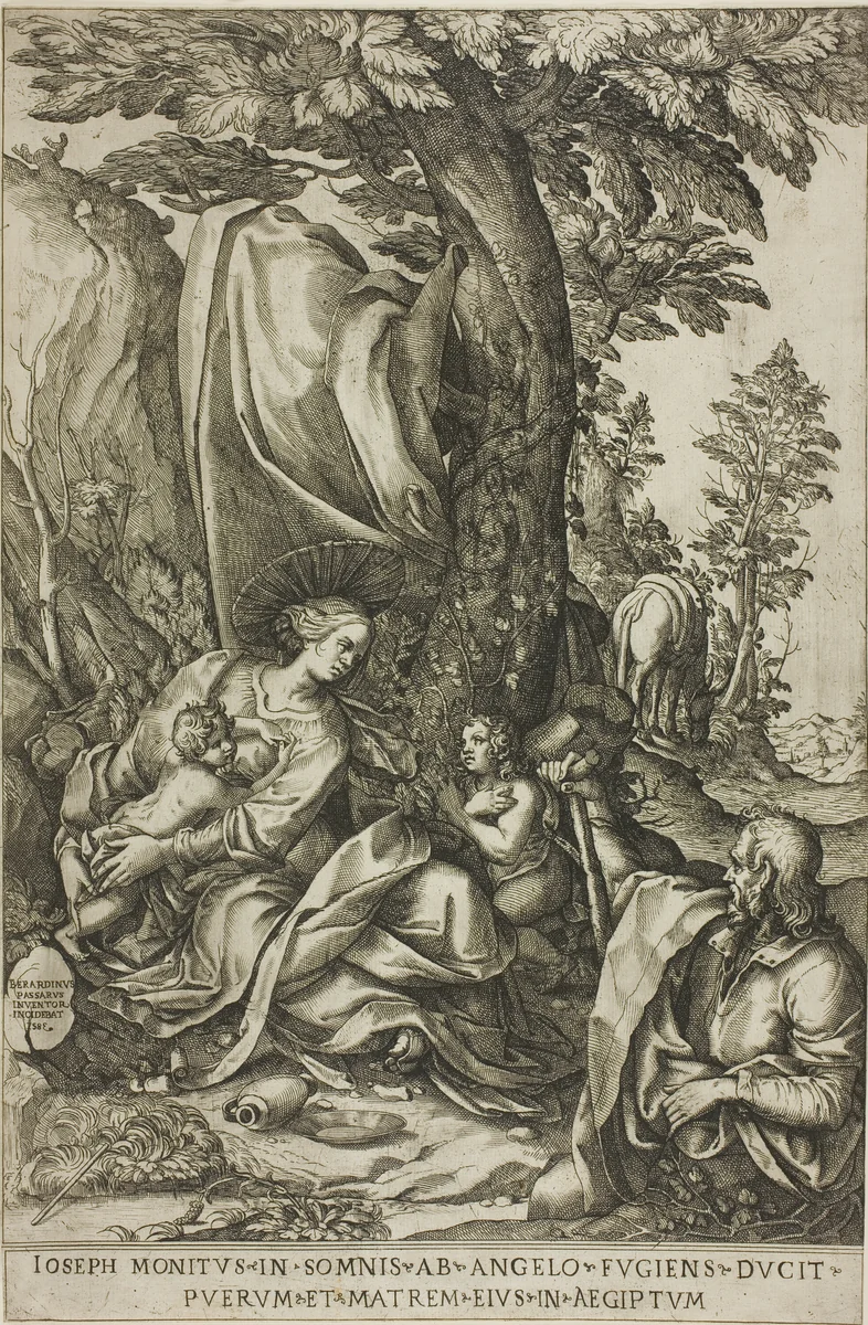 Rest on the Flight into Egypt by Bernardino Passeri, print, 1583