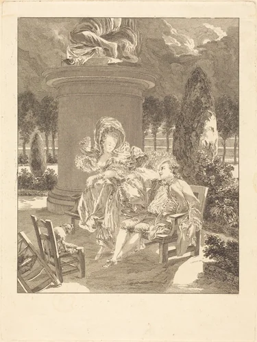 La soiree des Thuileries by Jean-Baptiste Blaise Simonet; Pierre-Antoine Baudouin, print, 1774