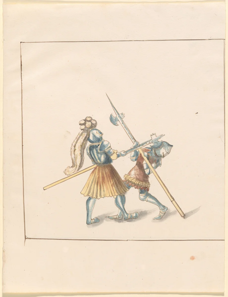 Foot Combat with Halberds by German 16th Century, drawing, 1515