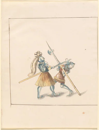 Foot Combat with Halberds by German 16th Century, drawing, 1515