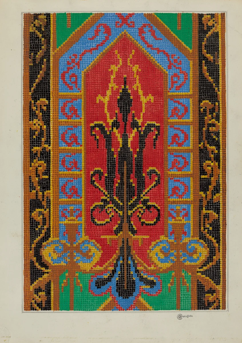Needlepoint Tapestry by Cornelius Christoffels, index of american design, 1936