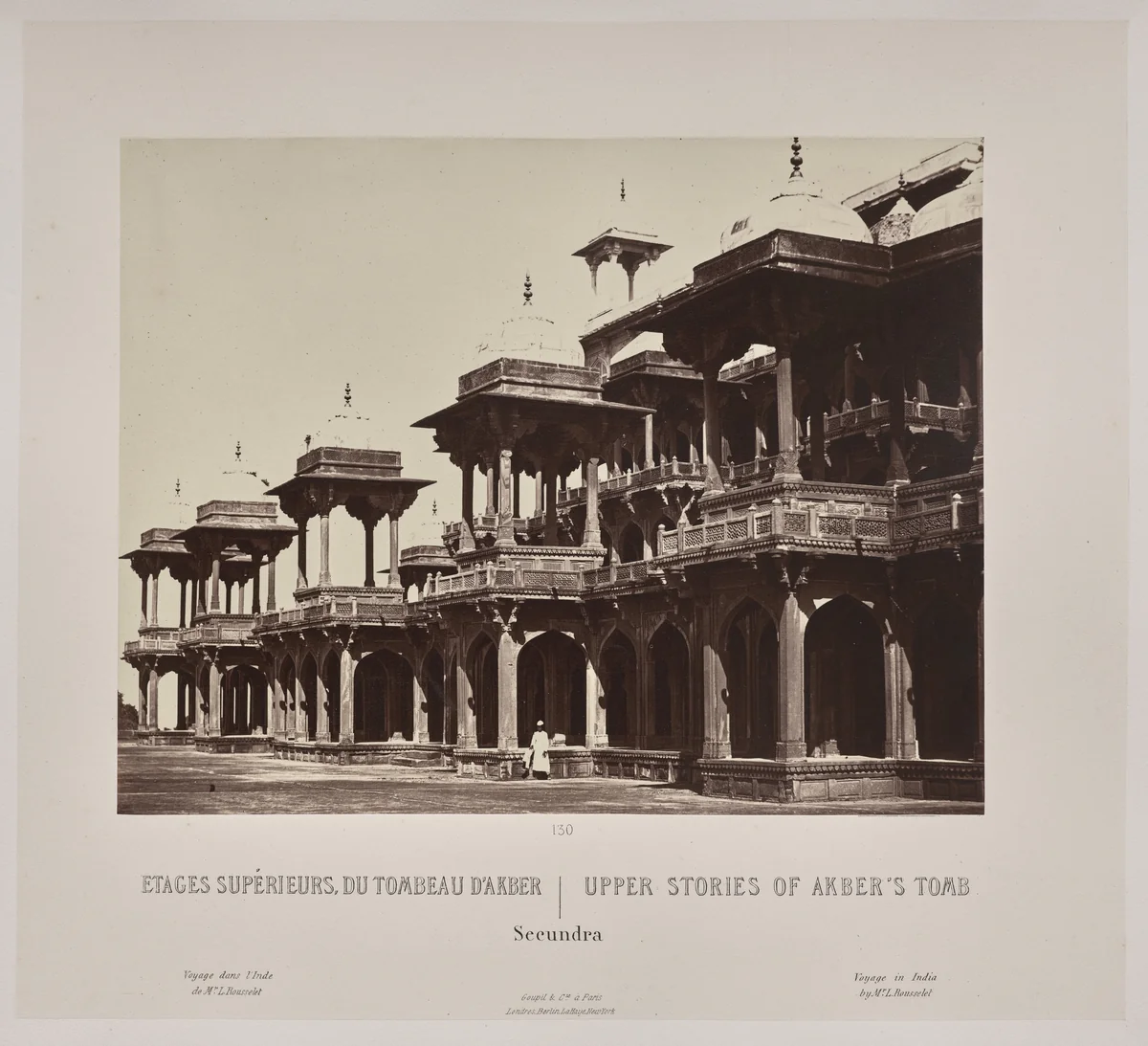 Upper Stories of Akber's Tomb, Secundra by Louis-Théophile Marie Rousselet, photograph, 1865-1870