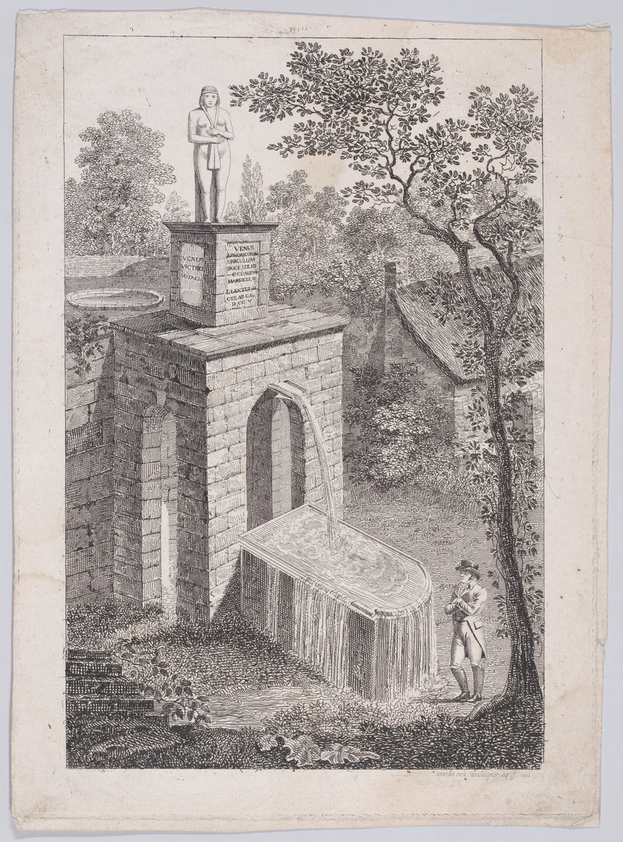 Fountain with Statue of Venus by Marie Amélie Chataigner, print, 1812