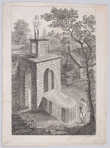 Fountain with Statue of Venus by Marie Amélie Chataigner, print, 1812