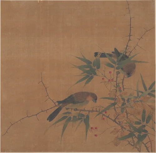 Bamboo Branch with Berries and Birds by Unidentified Artist, painting, 1644-1699