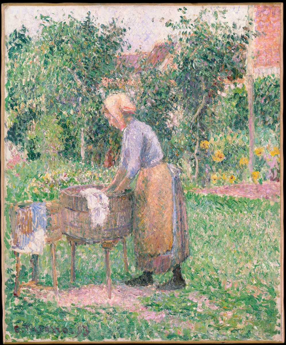 A Washerwoman at Eragny by Camille Pissarro, painting, 1893