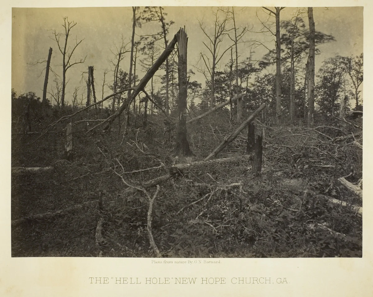 The "Hell Hole," New Hope Church, GA by George Barnard, photograph, 1866