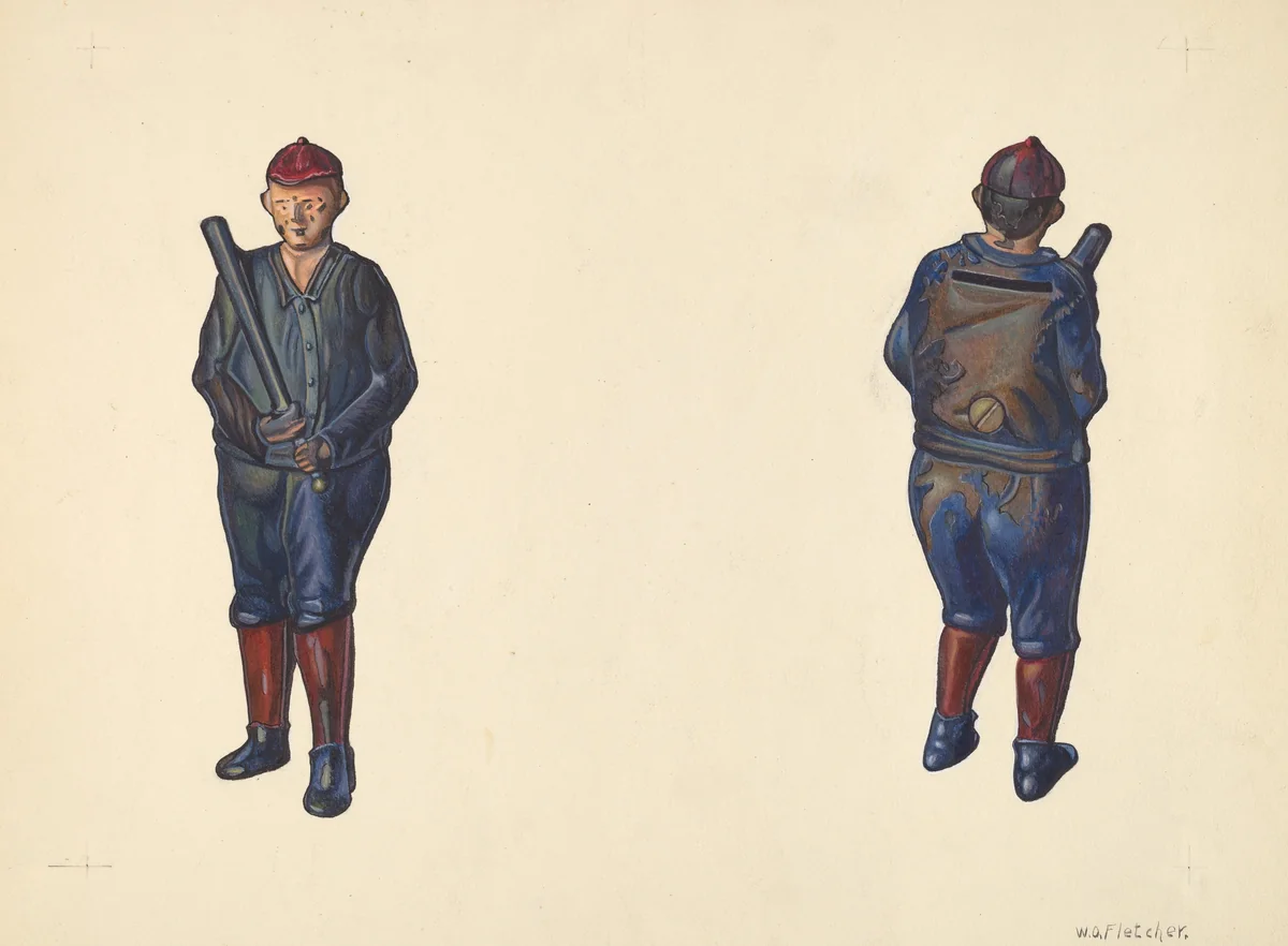 Baseball Player Coin Bank by William O. Fletcher, index of american design, 1938