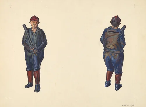 Baseball Player Coin Bank by William O. Fletcher, index of american design, 1938