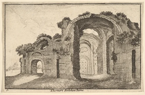 Thermaru diocletiani Ruinae (Baths of Diocletian), from "Roman Ruins" by Wenceslaus Hollar, print, 1651
