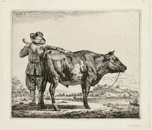 The Cowherd and the Bull by Adriaen van de Velde, print, 1659