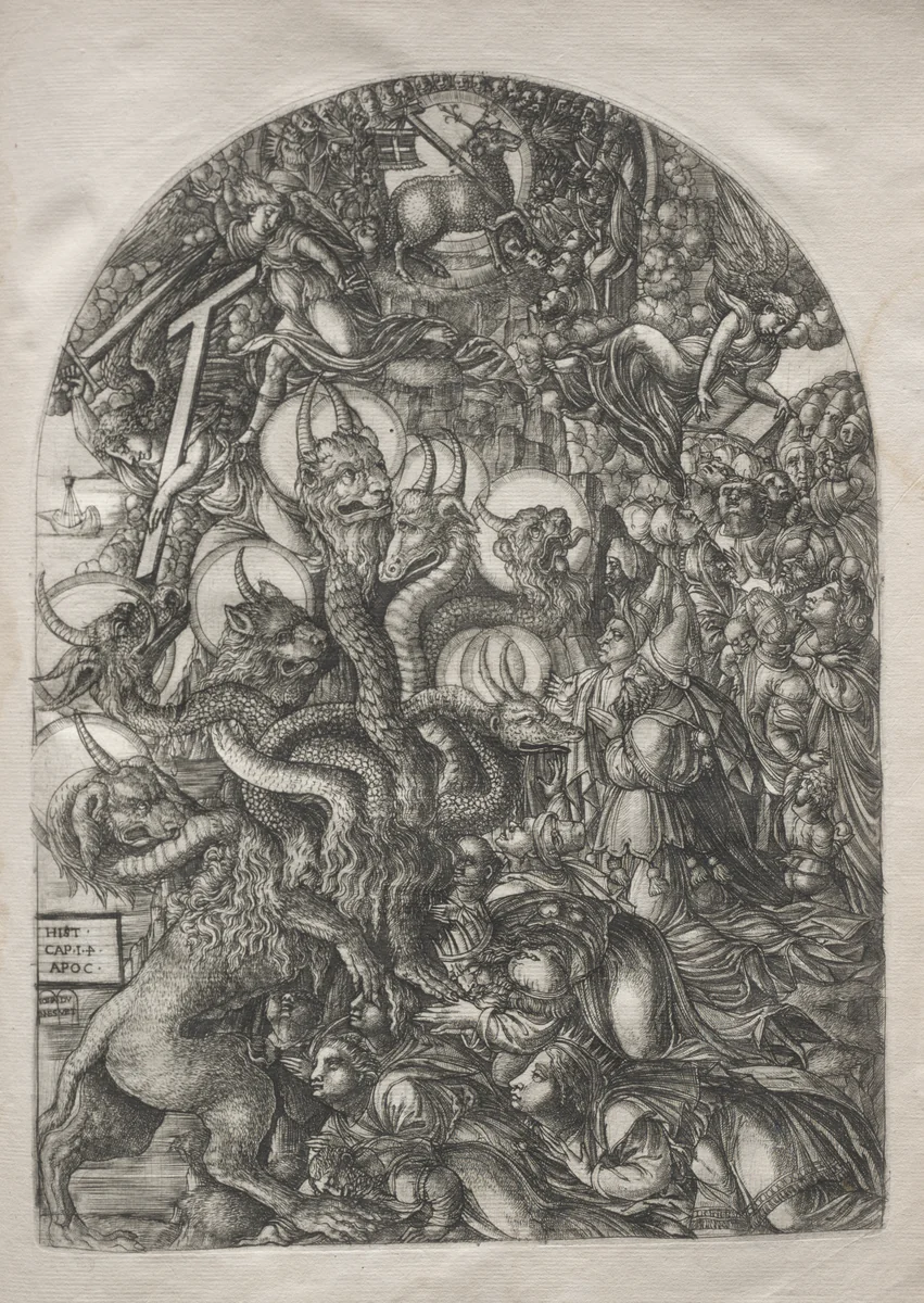 The Apocalypse: The Beast with Seven Heads and Ten Horns by Jean Duvet, print, 1546-1556