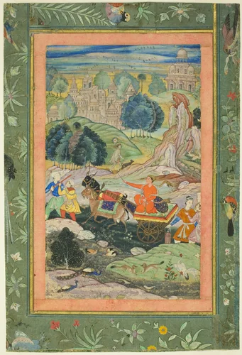 Prince Riding in Chariot Drawn by Goats by India, painting, 1580-1725