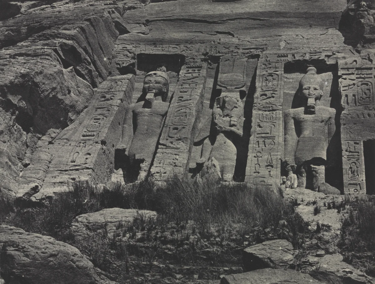 Southern Portion of the Rock-cut Temple of Hathor, Abu Simbel by Maxime Du Camp, photograph, 1850