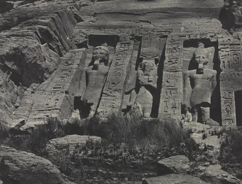 Southern Portion of the Rock-cut Temple of Hathor, Abu Simbel by Maxime Du Camp, photograph, 1850