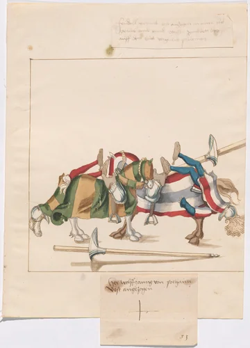 Mock Joust of War with Fixed Shields by German 16th Century, drawing, 1515