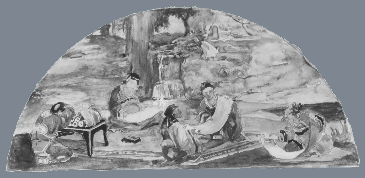 The Recording of Precedents: Confucius and His Pupils Collate and Transcribe Documents in Their Favorite Grove; Color Study for Mural, Supreme Court Room, Minnesota State Capitol, Saint Paul by John La Farge, artwork, 1903