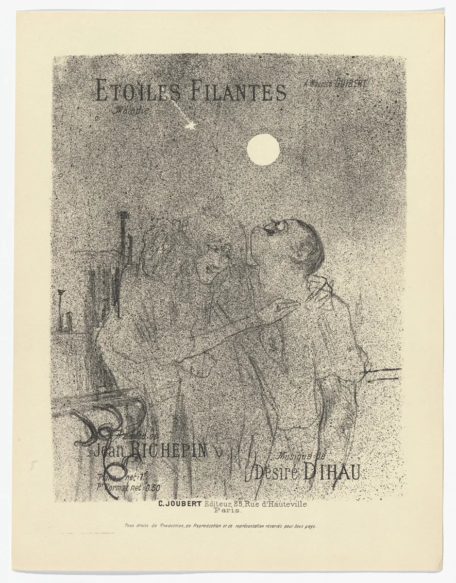 Shooting Stars (Étoiles filantes) from Quatorze lithographies originales (Mélodies de Désiré Dihau) by Henri de Toulouse-Lautrec, illustrated book, 1895