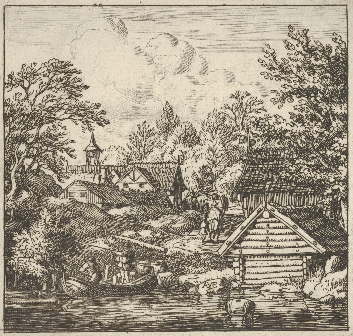 The Unloading of the Barge by Allart van Everdingen, print, 1640-1675