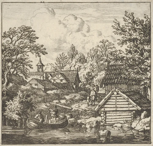 The Unloading of the Barge by Allart van Everdingen, print, 1640-1675