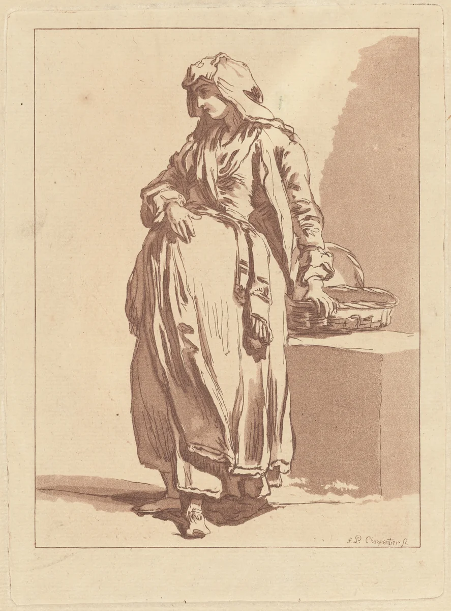 Italian Peasant Woman by François-Philippe Charpentier; Jean-Baptiste Greuze, print, 1762-1766