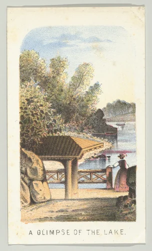 A Glimpse of the Lake, from the series, Views in Central Park, New York, Part 2 by Louis Prang & Co., print, 1864
