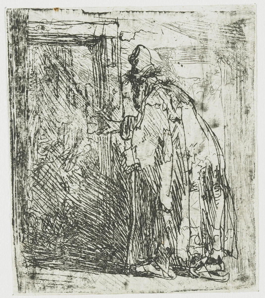 The blindness of Tobit: a sketch by Rembrandt van Rijn, print, 1629