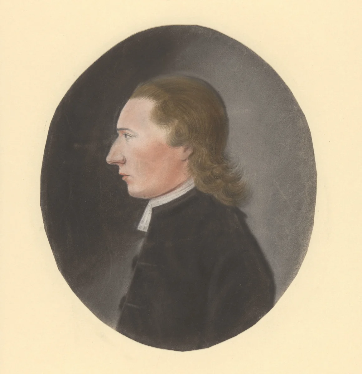 Portret van een predikant, profiel, naar links by anonymous, drawing, 1700-1800