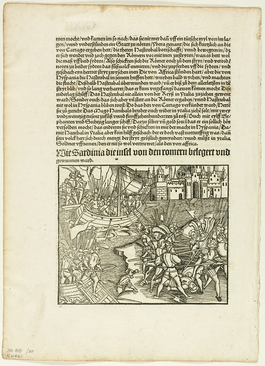 Illustration from Romische Historien by Titus Livius, plate 30 from Woodcuts from Books of the XVI Century by Unknown Artist, print, 1505