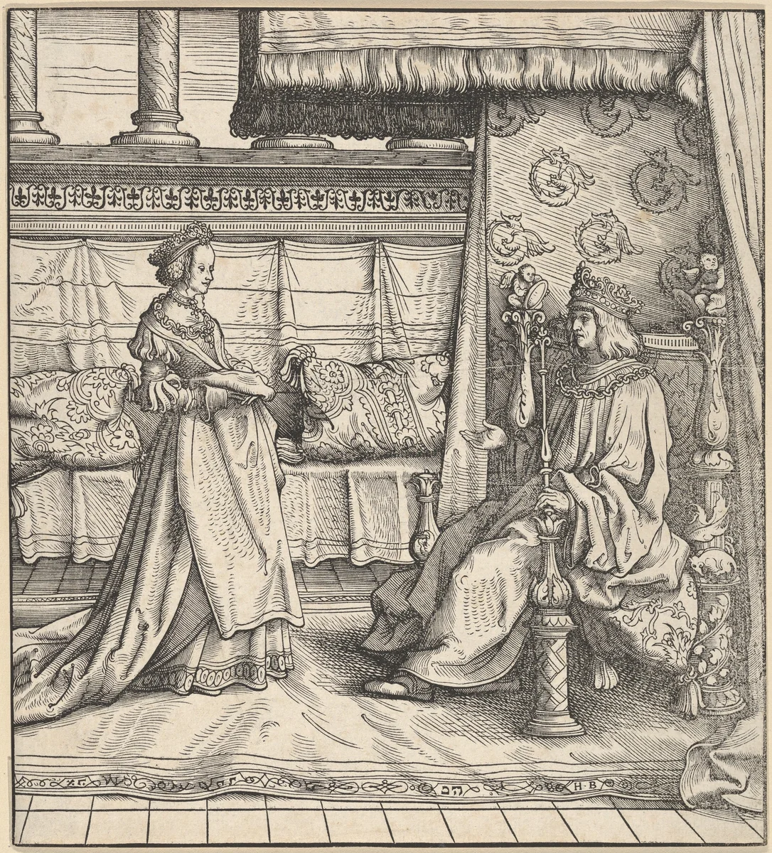 The King of Feuereisen and His Only Daughter, from "Der Weisskunig" by Hans Burgkmair, print, 1514-1600