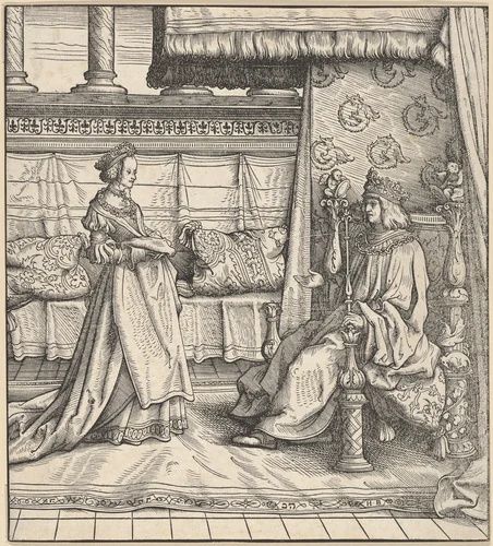 The King of Feuereisen and His Only Daughter, from "Der Weisskunig" by Hans Burgkmair, print, 1514-1600