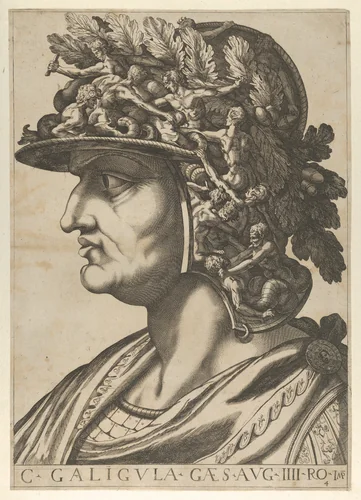 Plate 4: Caius in profile facing left, from "The Twelve Caesars" by anonymous, print, 1610-1640