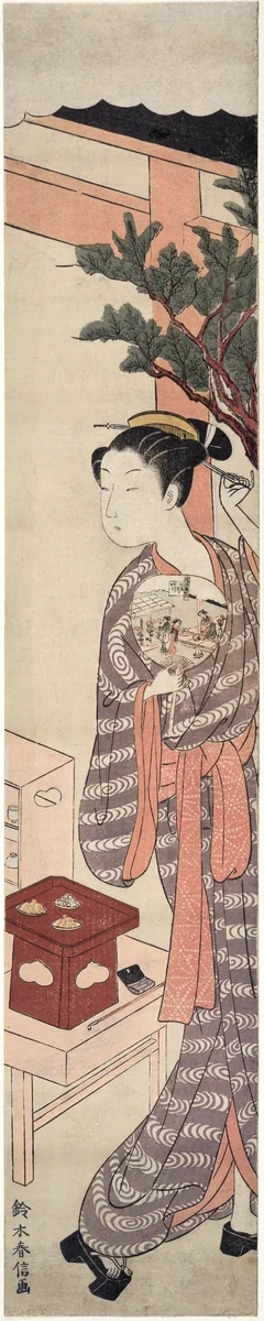 The Tea Stall - Kagiya Osen by Suzuki Harunobu (鈴木春信), print, 1764-1774