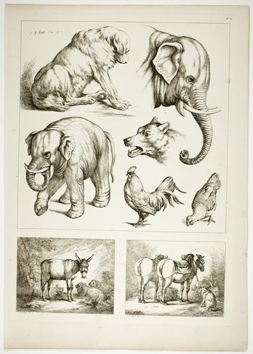 Plate 32 of 38 from Oeuvres de J. B. Huet by Jean Baptiste Huet, print, 1796-1799