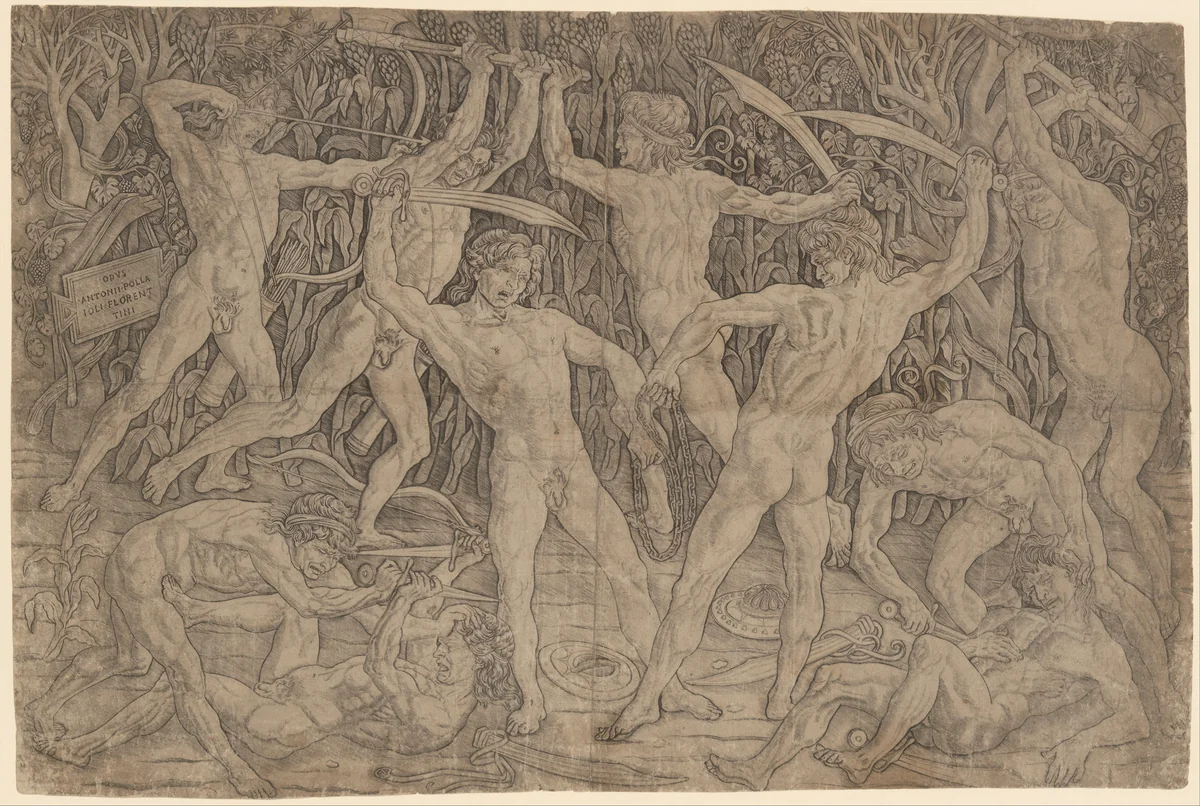 Battle of the Nude Men by Antonio Pollaiuolo, print, 1465-1475