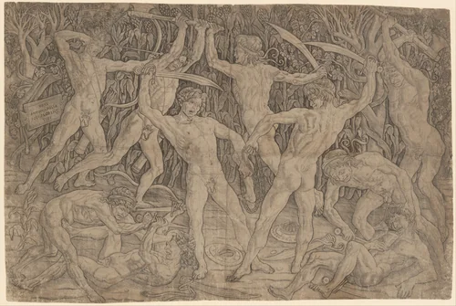 Battle of the Nude Men by Antonio Pollaiuolo, print, 1465-1475