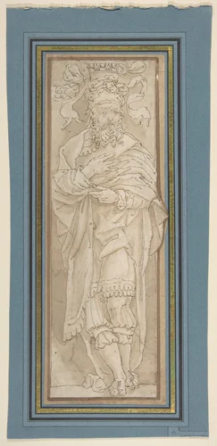 Caryatid, after Perino del Vaga drawing in Albertina by anonymous, drawing, 1515-1525