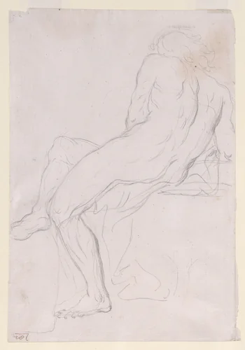 Academy Sketch of a Seated Male Figure. by Giacomo Zoboli, drawing, 1700-1767