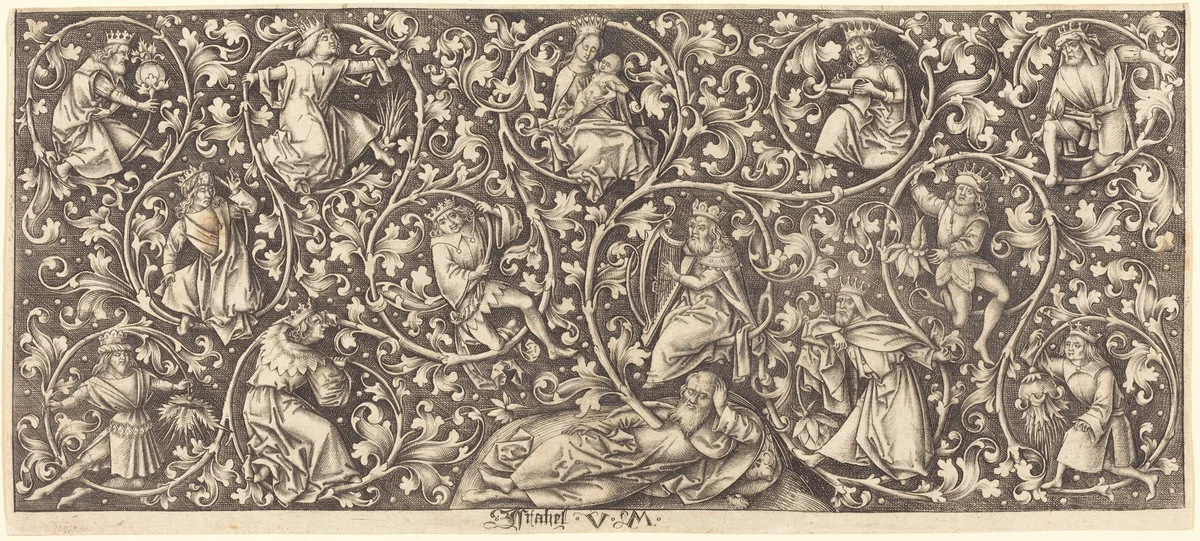 Ornament with the Tree of Jesse by Israhel van Meckenem, print, 1445-1503