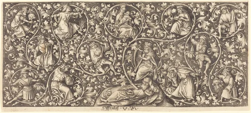 Ornament with the Tree of Jesse by Israhel van Meckenem, print, 1445-1503