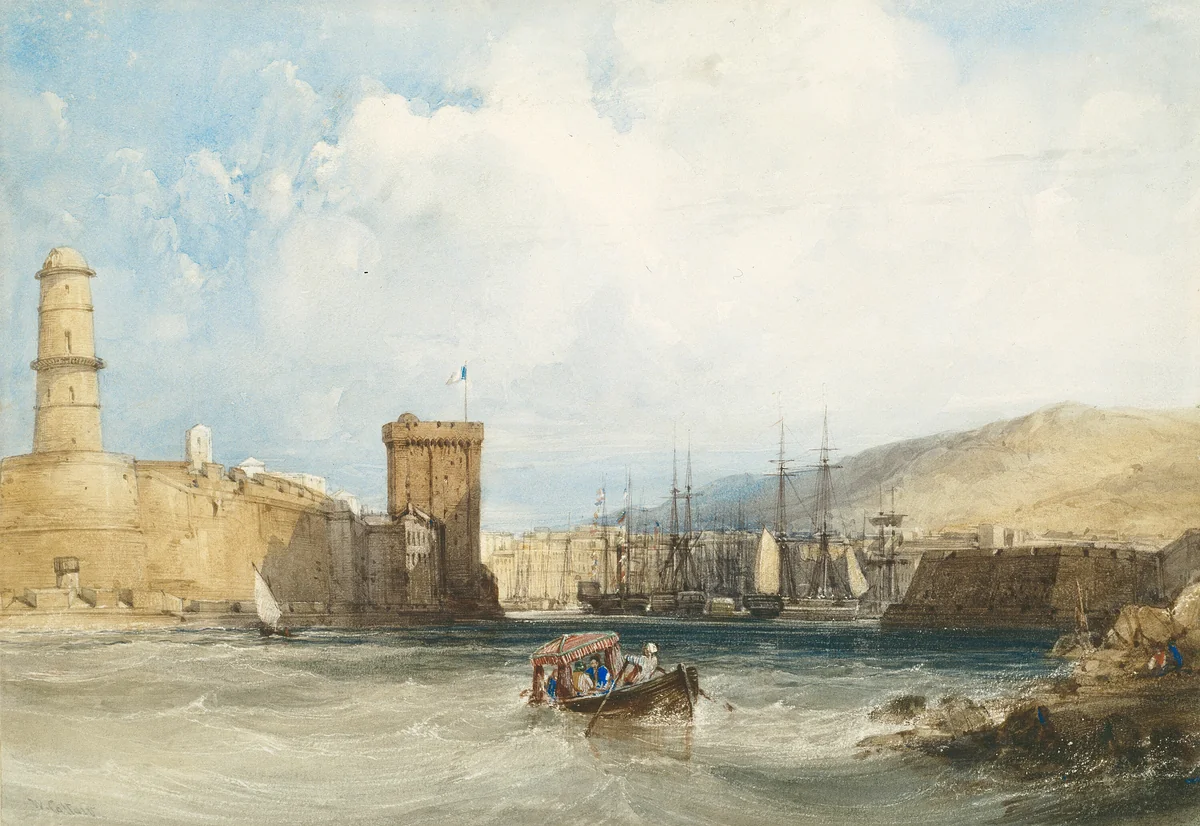The Entrance to the Harbor of Marseilles by William Callow, painting, 1838
