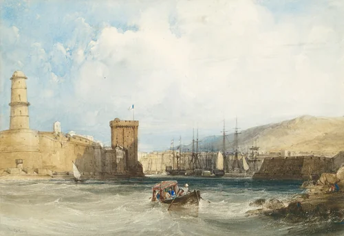 The Entrance to the Harbor of Marseilles by William Callow, painting, 1838