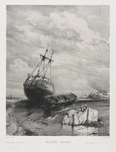 Six Marines: Low Tide by Eugène Isabey, print, 1833