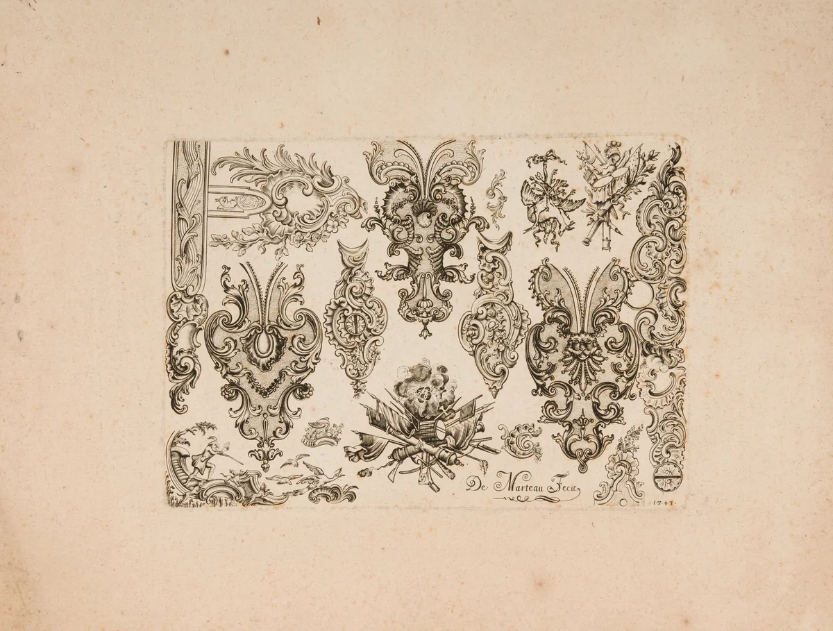 Plate Eight from Nouveavx Desseins D'Arquebvseries by Gilles Demarteau, print, 1743
