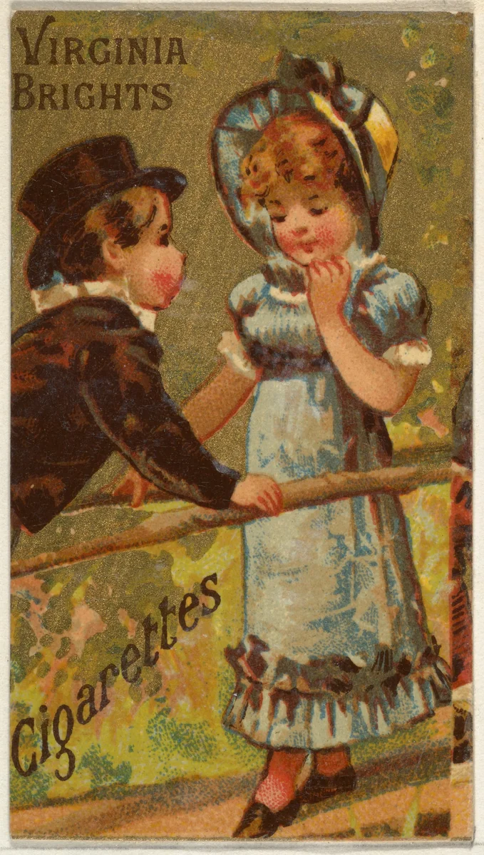 From the Girls and Children series (N64) promoting Virginia Brights Cigarettes for Allen & Ginter brand tobacco products by Allen & Ginter, print, 1886